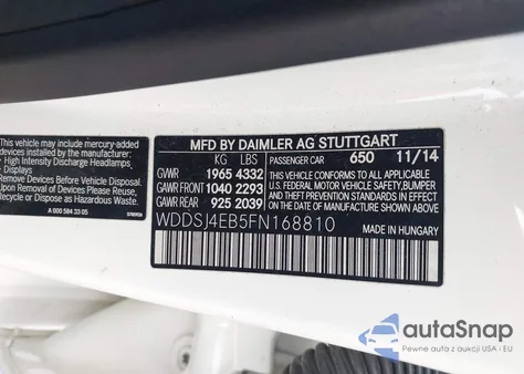 2015 Mercedes-Benz Cla 250 from USA, damaged, VIN WDDSJ4EB5FN168810